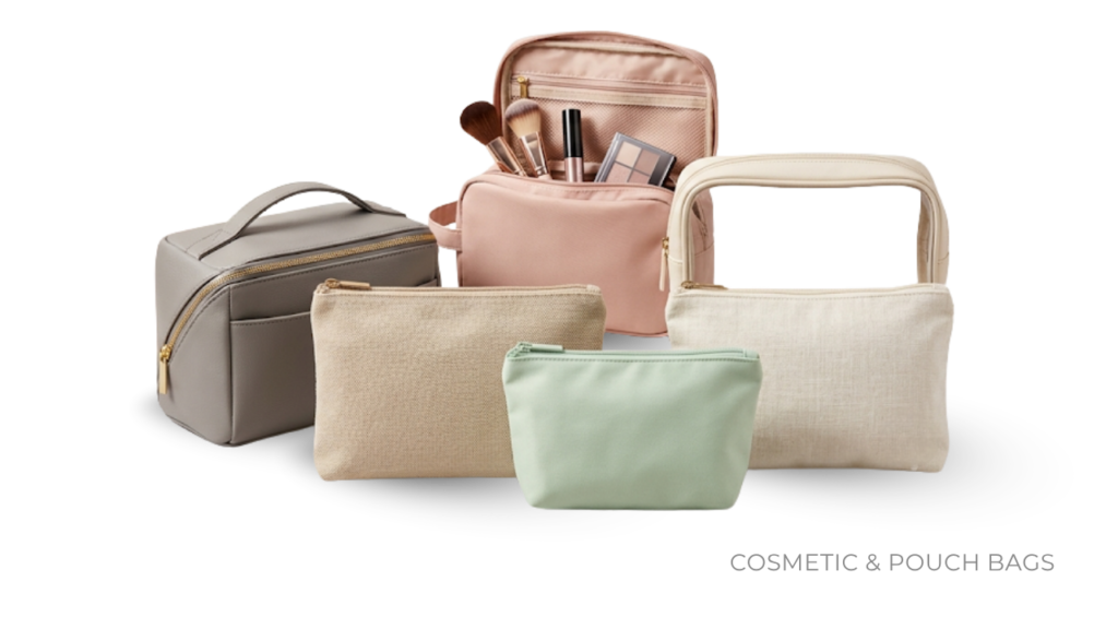 Cosmetic pouches, makeup organisers, brush rolls and travel wash bags