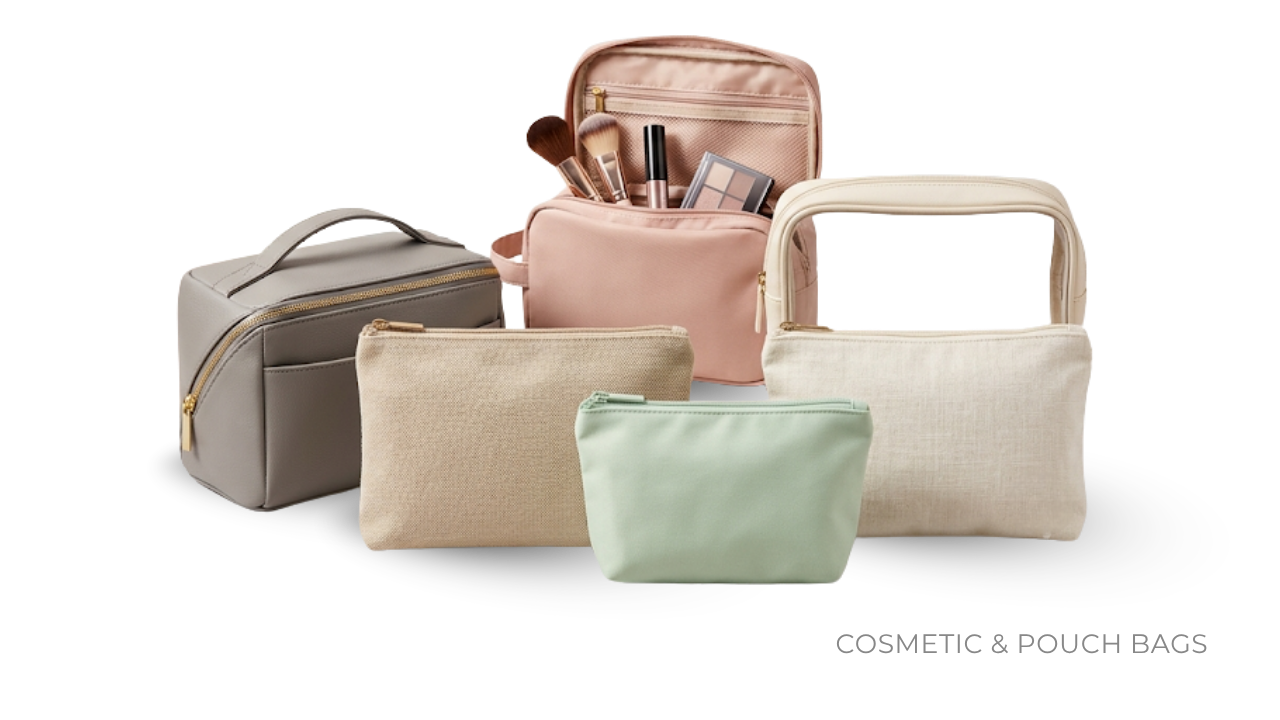 Custom cosmetic and pouch bags manufactured in bulk by BAGS2CROWN, Mumbai