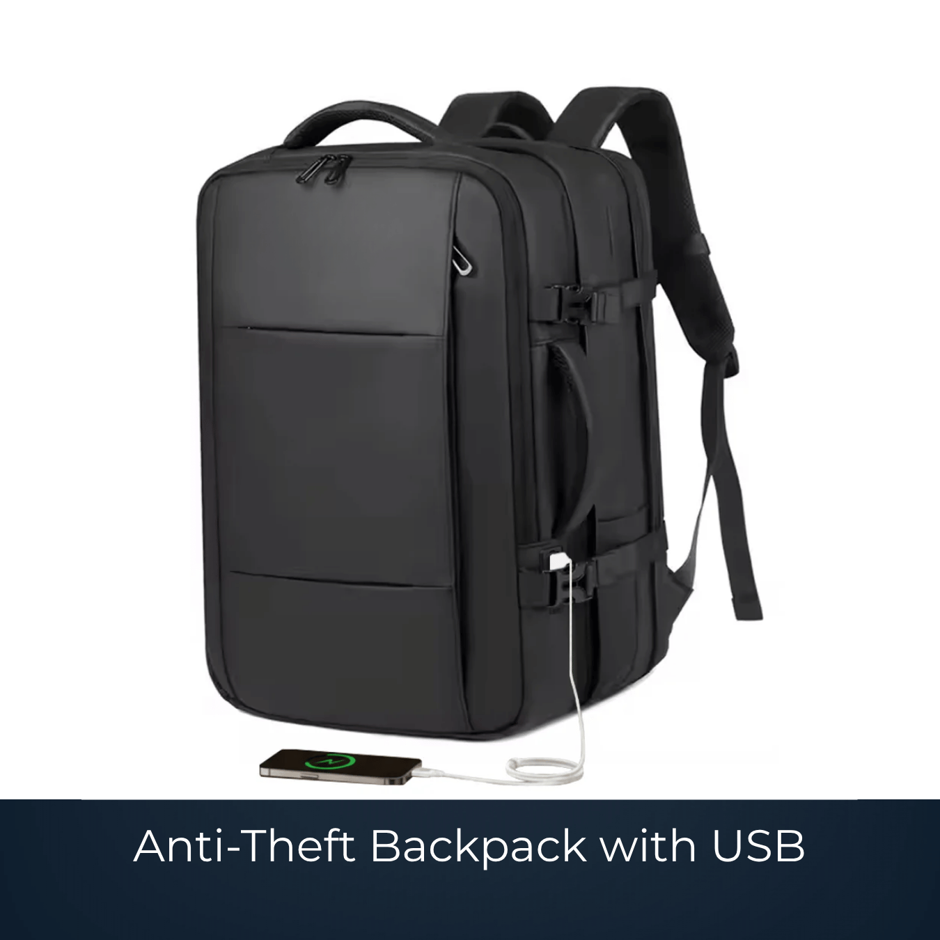Custom anti-theft backpack with USB port manufactured by Bags2Crown Mumbai