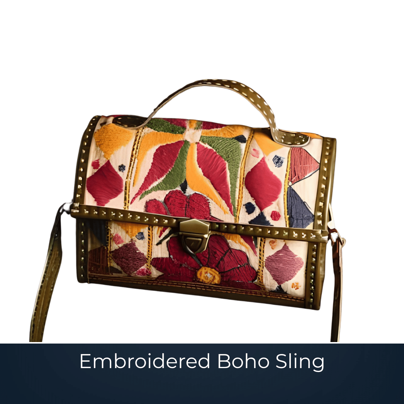 Custom embroidered boho sling bag manufactured by Bags2Crown Mumbai