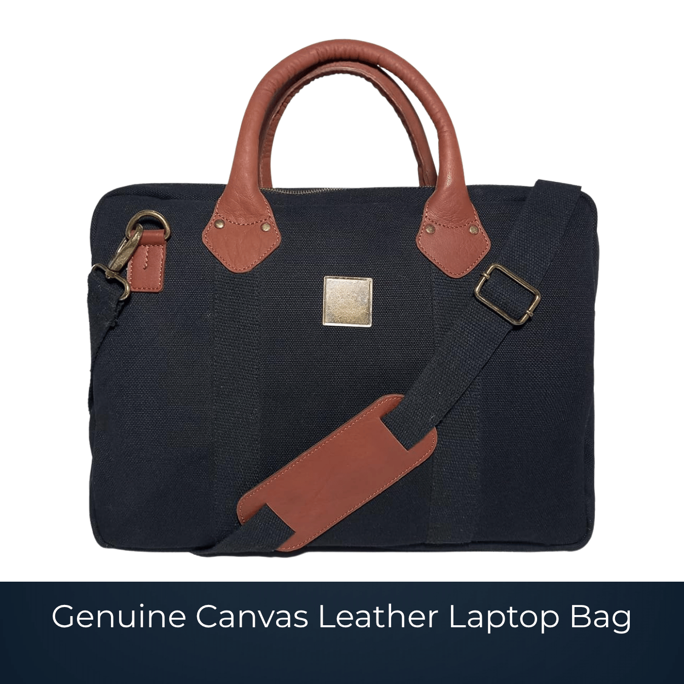Canvas and genuine leather laptop bag handcrafted by Bags2Crown Mumbai