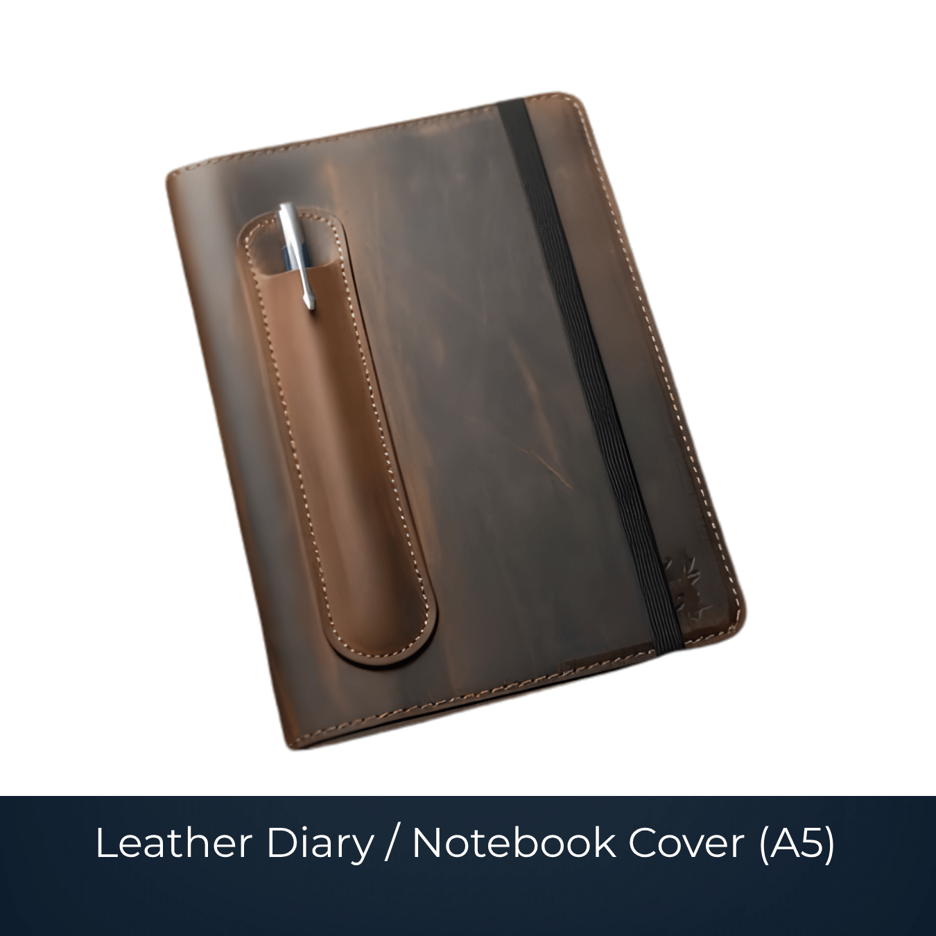 Handcrafted A5 leather diary notebook cover by Bags2Crown Mumbai