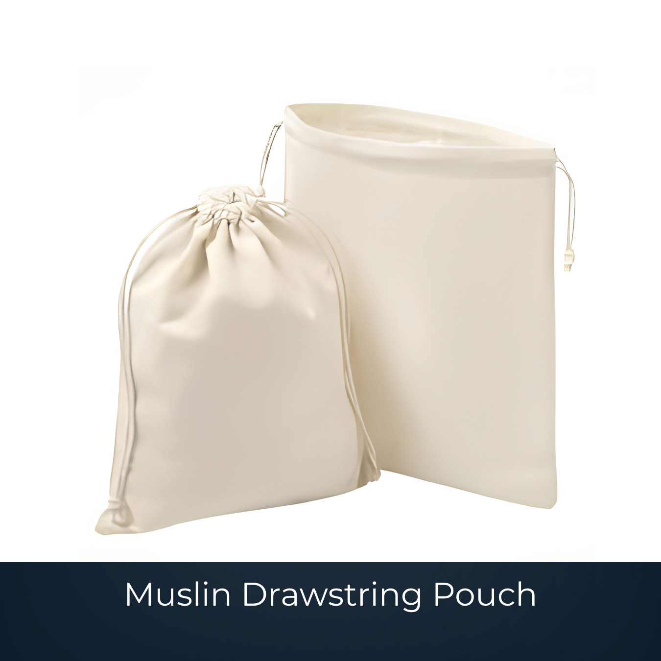 Bulk muslin cotton drawstring pouch manufactured by Bags2Crown Mumbai