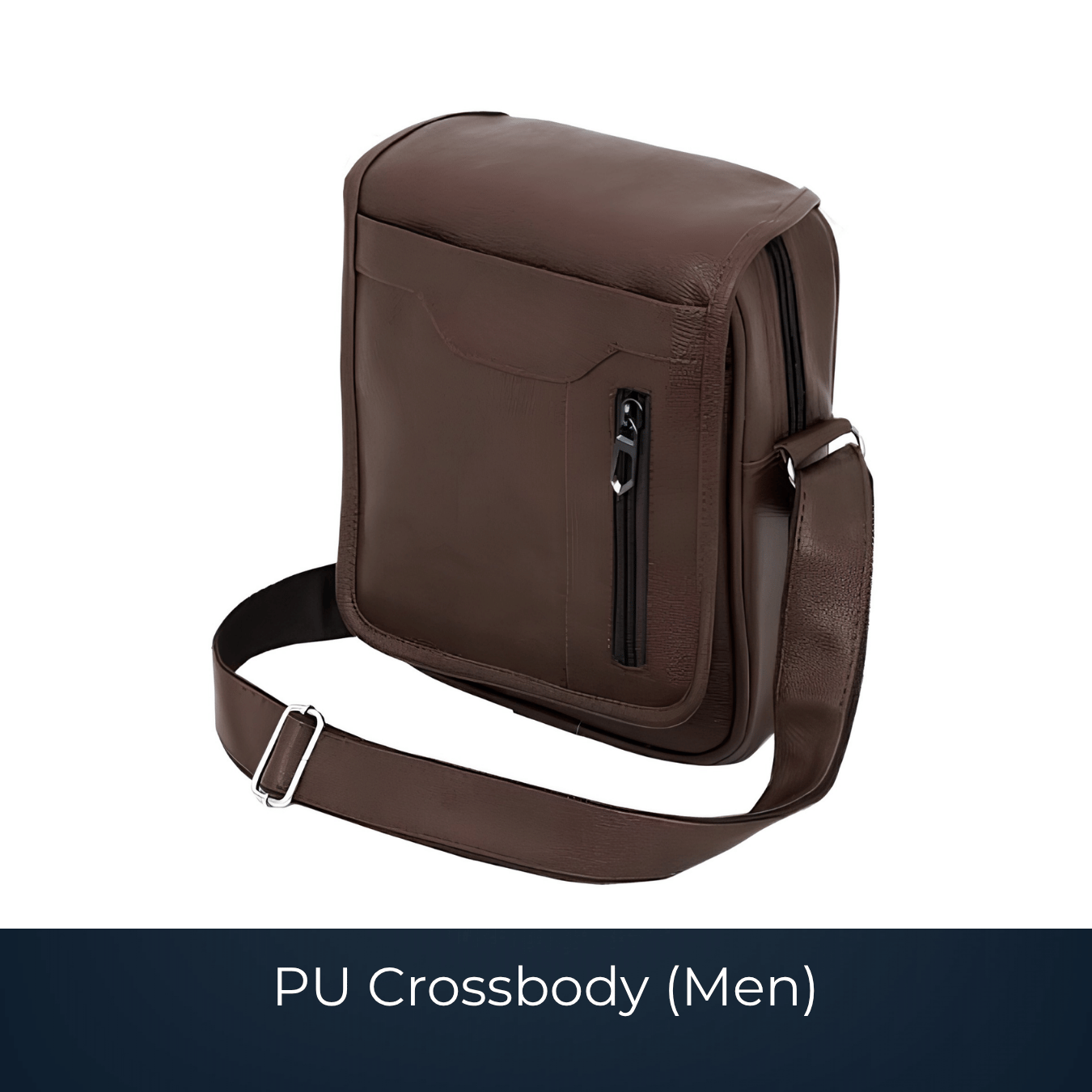 Custom men's PU crossbody bag manufactured by Bags2Crown Mumbai