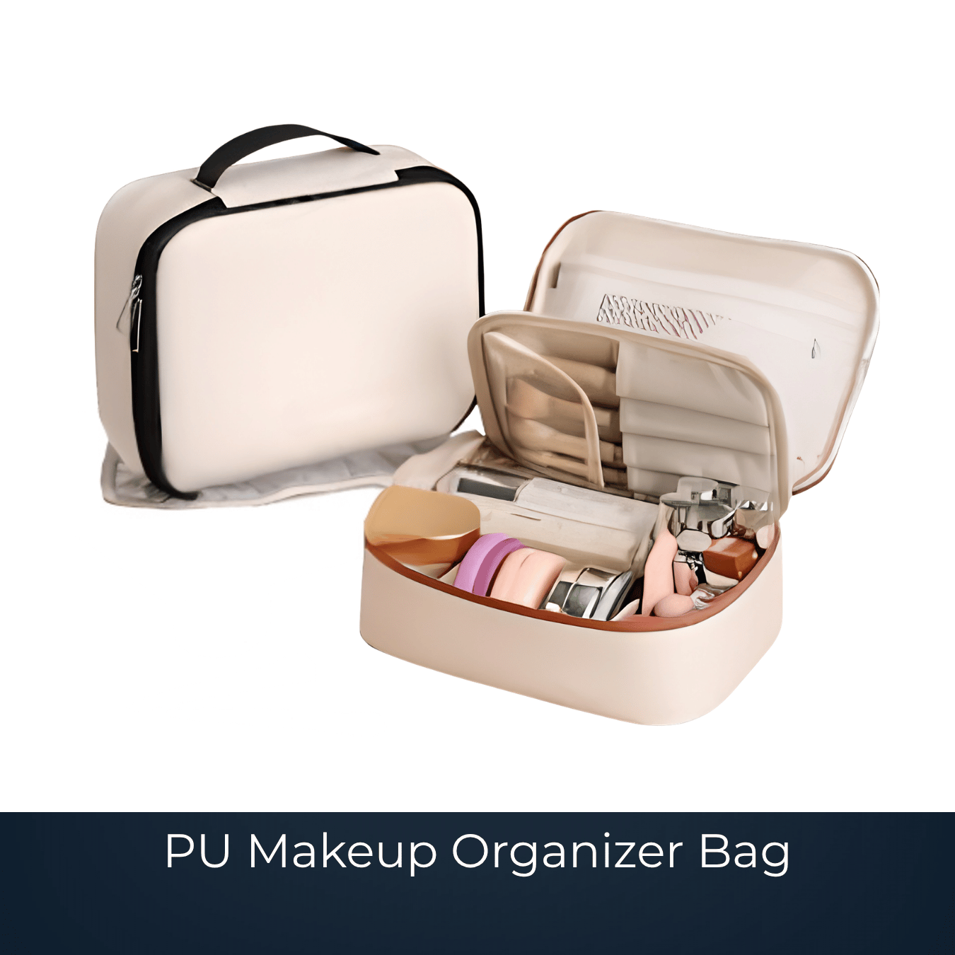 Custom PU makeup organizer bag manufactured by Bags2Crown Mumbai