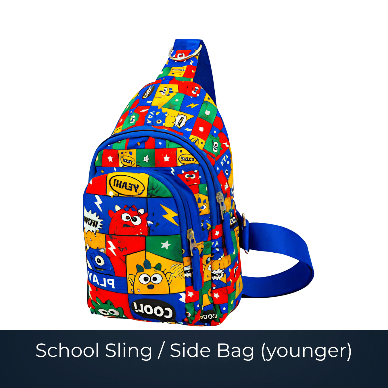 Custom school sling side bag for junior classes by Bags2Crown Mumbai