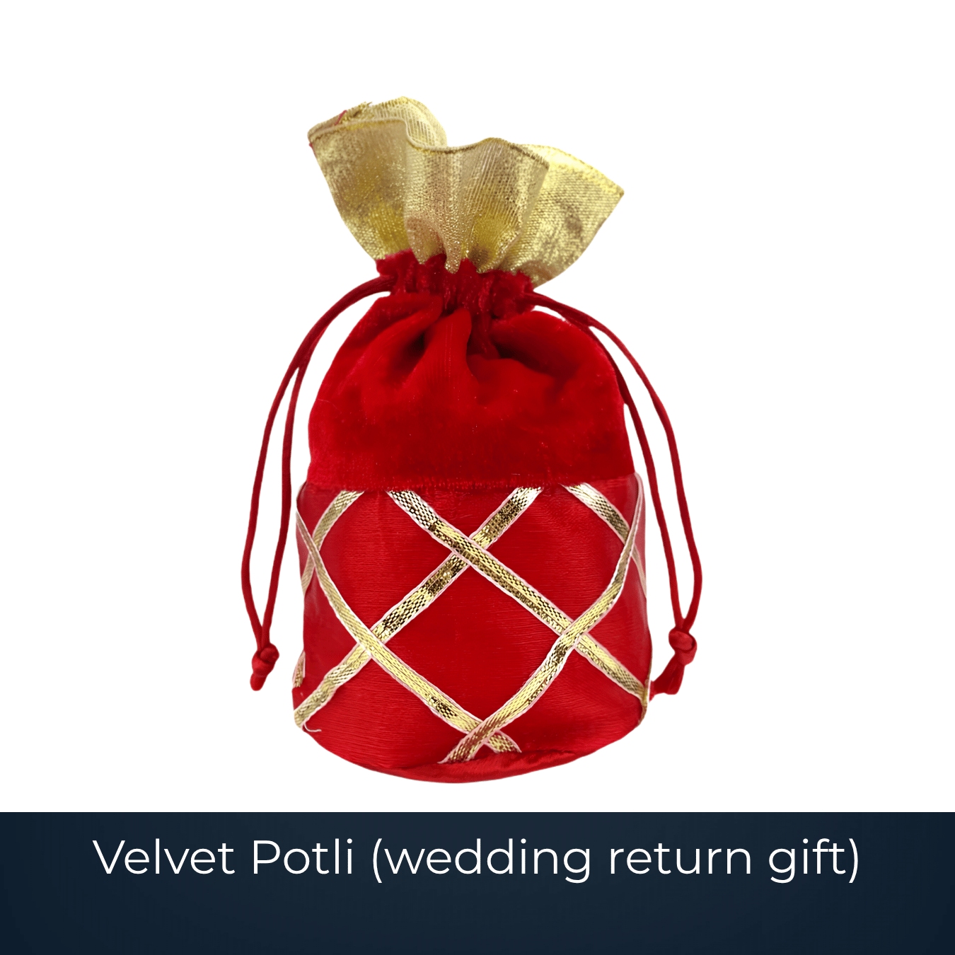 Bulk velvet potli bag for wedding return gifts by Bags2Crown Mumbai