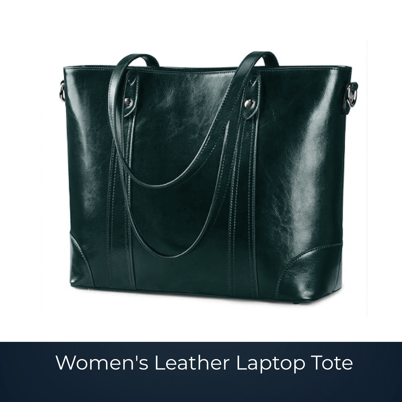 Women’s leather laptop tote with padded laptop compartment and premium finish